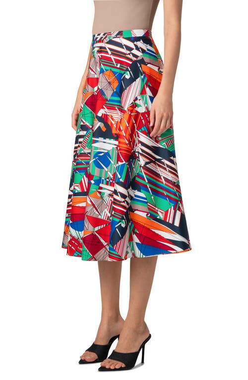 Akris Punto Sea Clipper Print Flared Midi Skirt In Multicolor