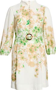 Tahari ASL Placed Floral Long Sleeve Dress