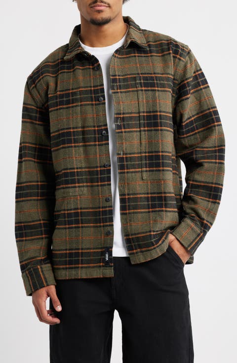 Plaid Cotton Flannel Button-Up Overshirt
