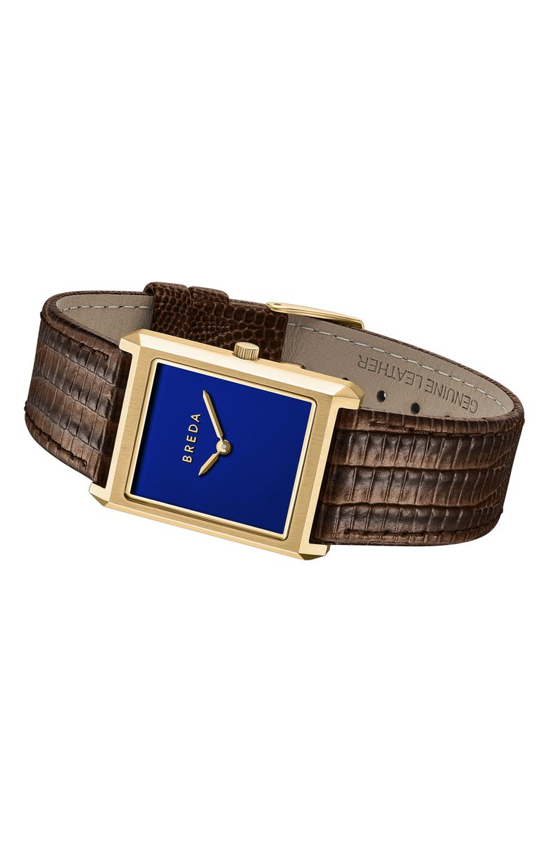 BREDA Virgil Leather Strap Two-Tone Tank Watch, 26mm x 35mm, Alternate, color,