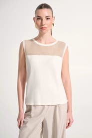 Joseph Ribkoff Soft Knit Straight Cami With Mesh Yoke