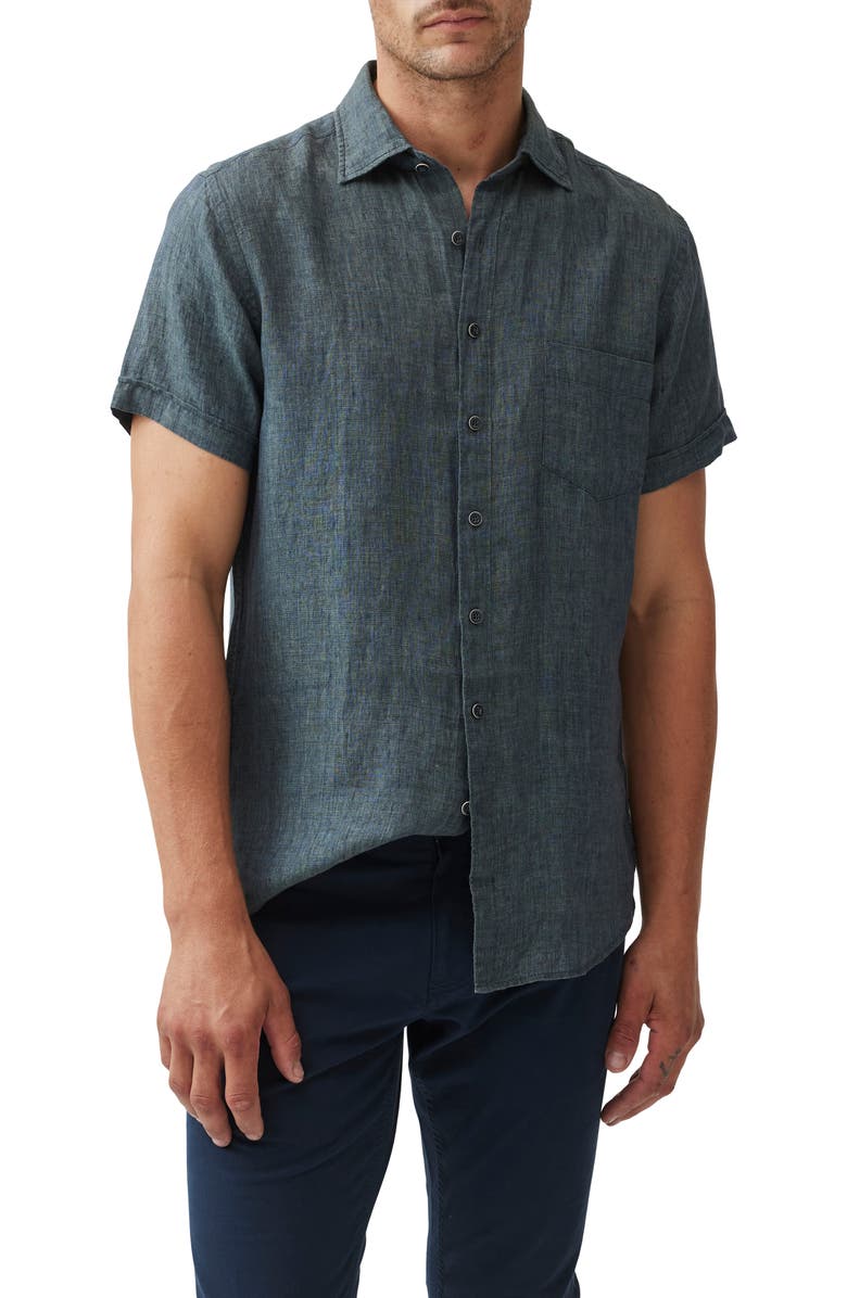 Palm Beach Sports Fit Short Sleeve Linen Button-Up Shirt