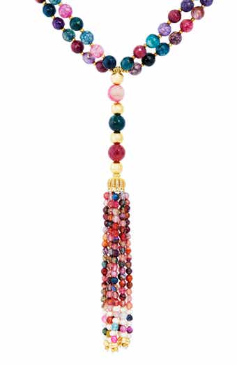 Pearl and Gemstone Tassel Necklace