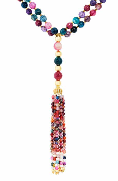 Pearl and Gemstone Tassel Necklace