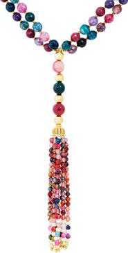SAVVY CIE JEWELS Pearl and Gemstone Tassel Necklace
