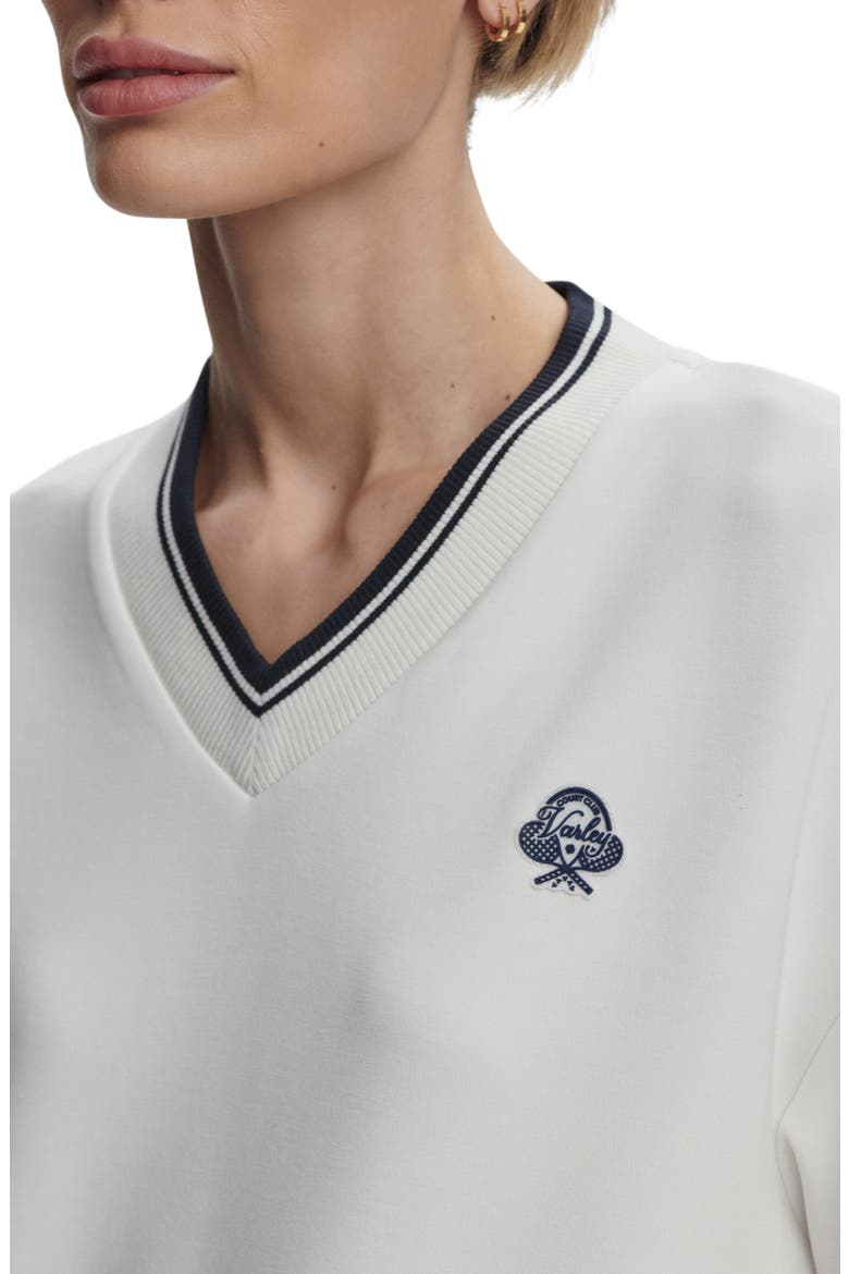 Iona V-Neck Sweatshirt, Alternate, color, WHITE/ NAVY