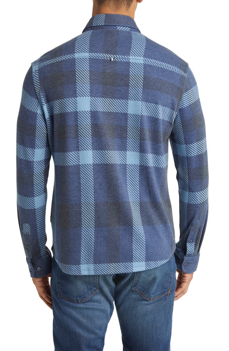 Stone Rose Big Plaid Tech Fleece Button-Up Shirt, Alternate, color, Navy