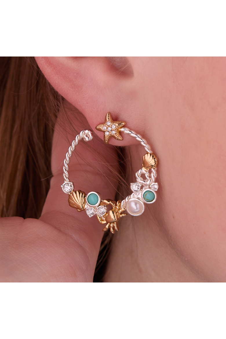 Whimsical Seaside Rope Hoop Earring, Alternate, color, Silver