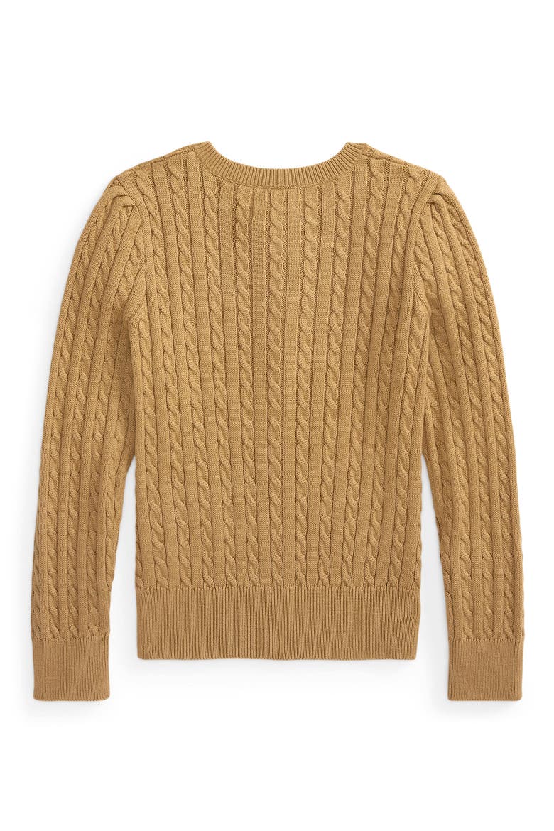 Kids' Cable Stitch Cotton Cardigan, Alternate, color, BEIGE