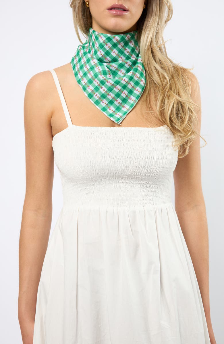 Viens Avec Moi Plaid Mini Square Scarf, Alternate, color, Green