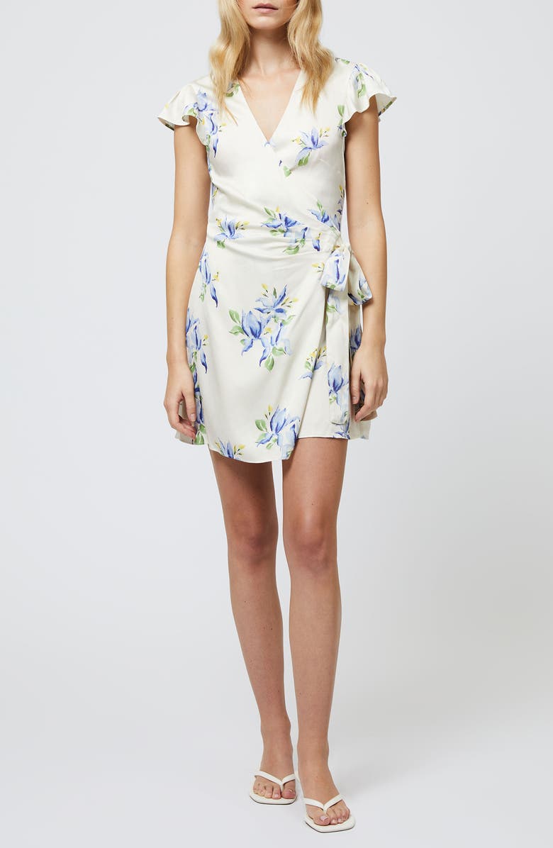 French Connection Ennis Vivian Floral Satin Wrap Minidress, Main, color,