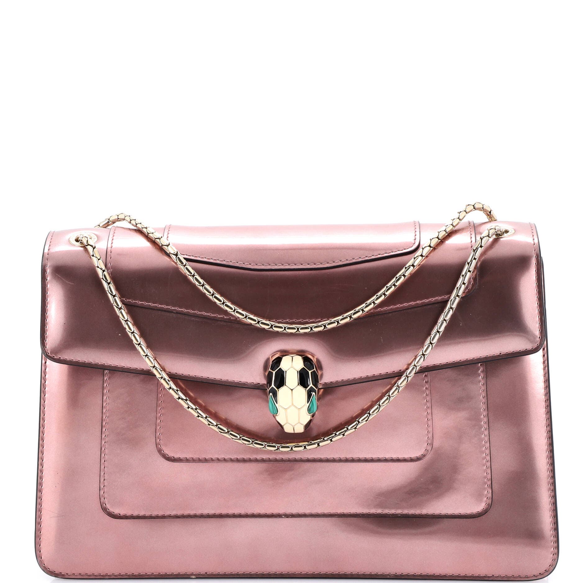 Serpenti Forever Shoulder Bag Metallic Leather Medium, Main, color, Pink