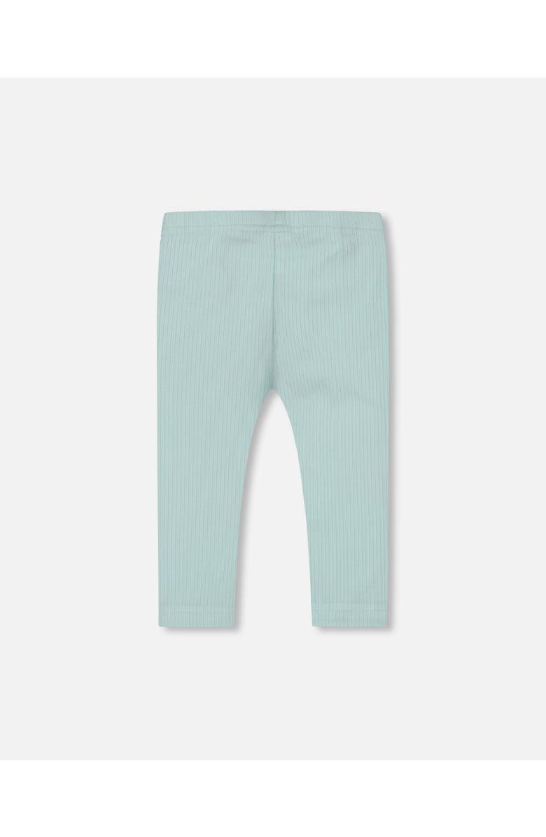 Deux par Deux Girl's Flat Back Rib Capri Legging Pale Teal, Alternate, color,