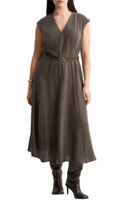 Double Belt A-Line Dress