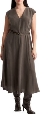 MANGO Double Belt A-Line Dress