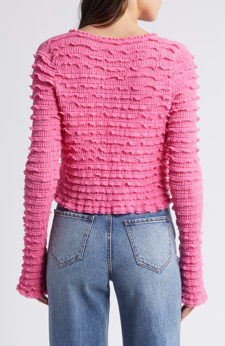 LoveShackFancy Celosia Ruffle Cotton Blend Cardigan, Alternate, color, 