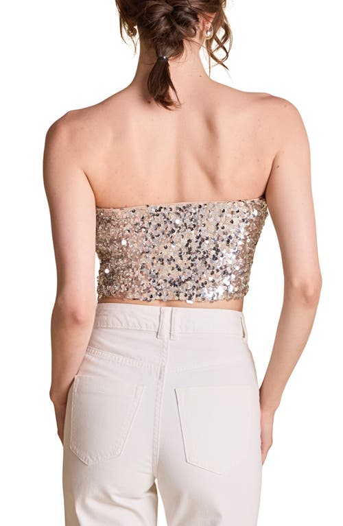 Endless Rose Bead & Sequin Tube Top In Metallic