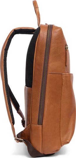 Pebbled Leather Slim Commuter Backpack