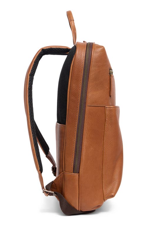 Shop Johnston & Murphy Pebbled Leather Slim Commuter Backpack In Tan