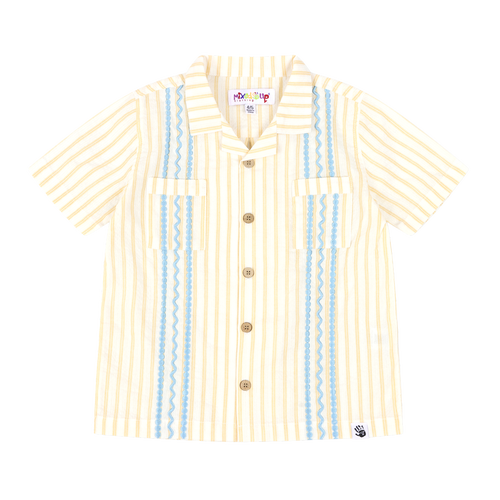 Mixed Up Clothing Boys Bordado Shirt In Yellow/white Stripes