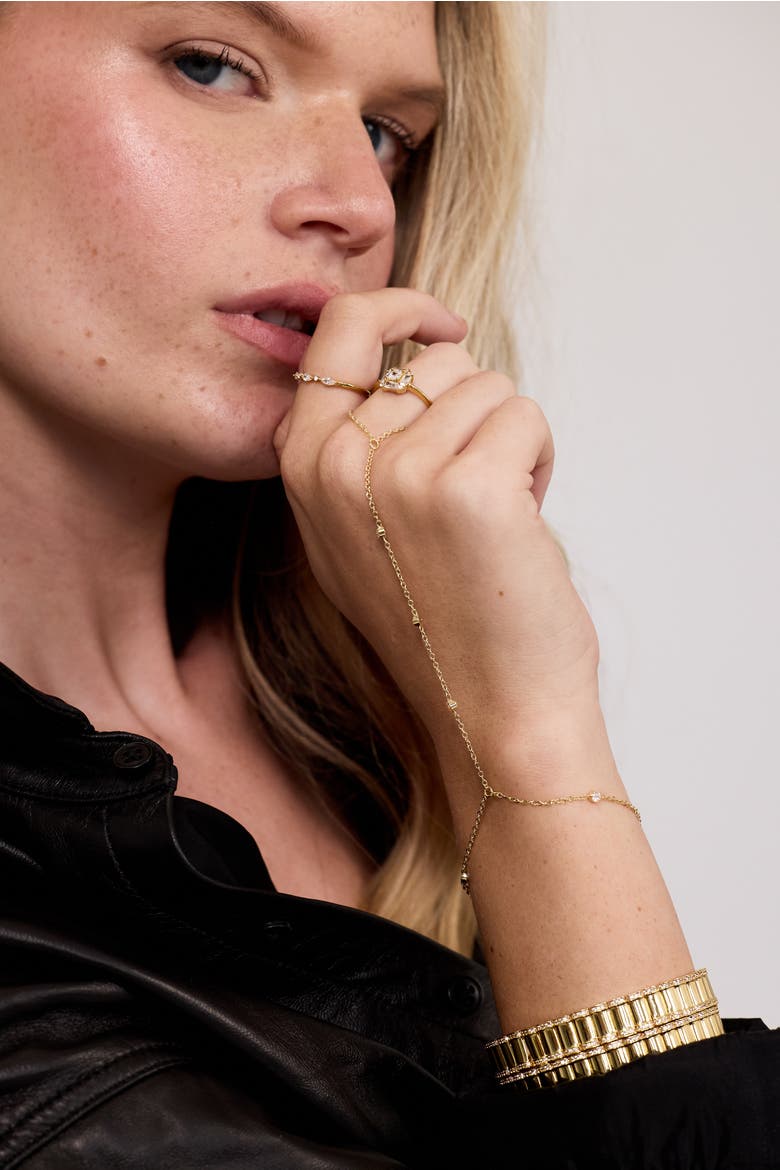 Starlet Crystal CZ Hand Chain Bracelet, Alternate, color, Gold
