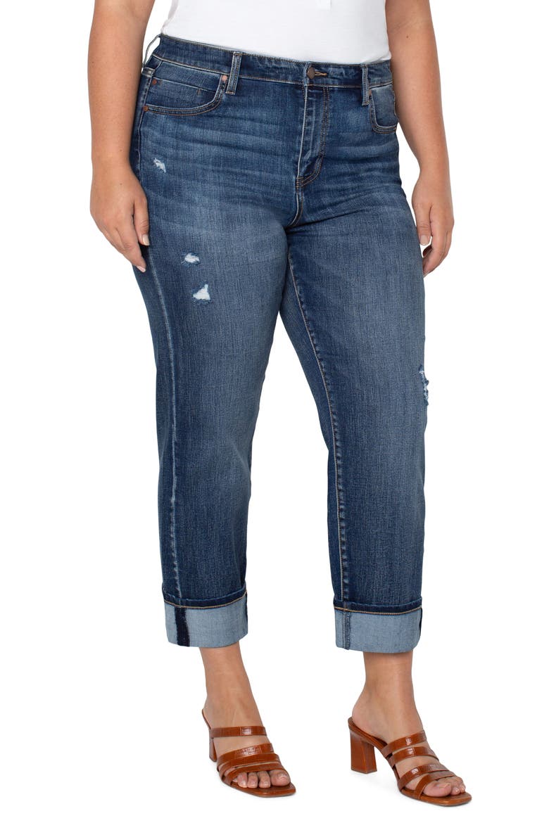 Marley Cuff Girlfriend Jeans, Alternate, color, BLUE MESA