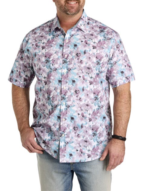 Big & Tall Watercolor Floral Sport Shirt V3