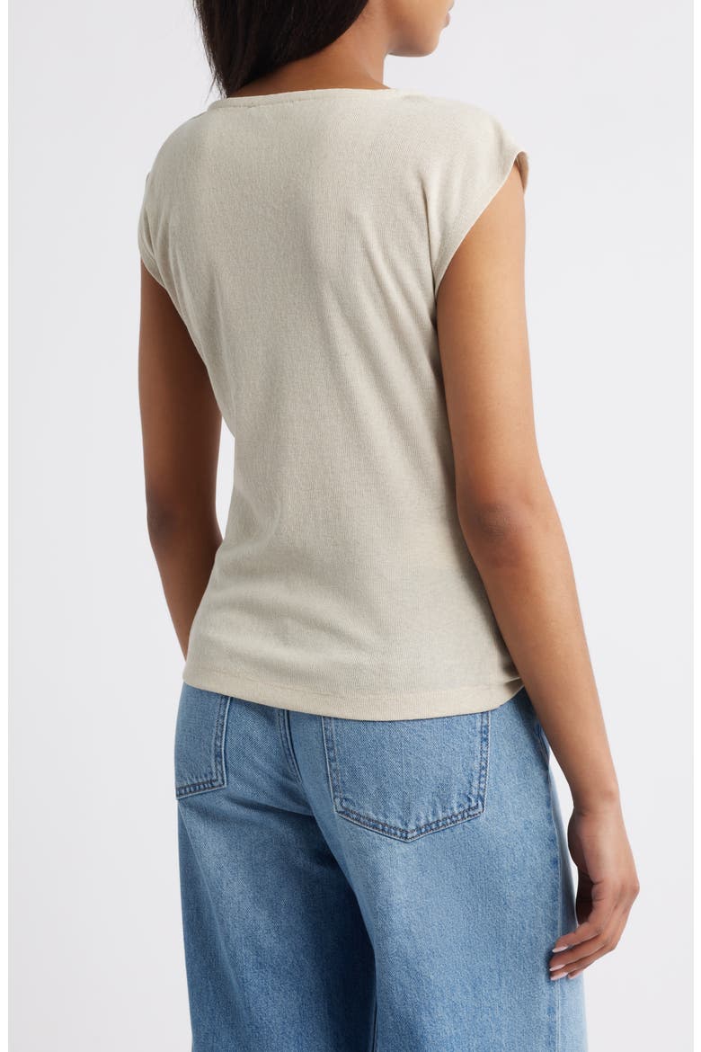 Cap Sleeve Ruched Top, Alternate, color, PALE STONE