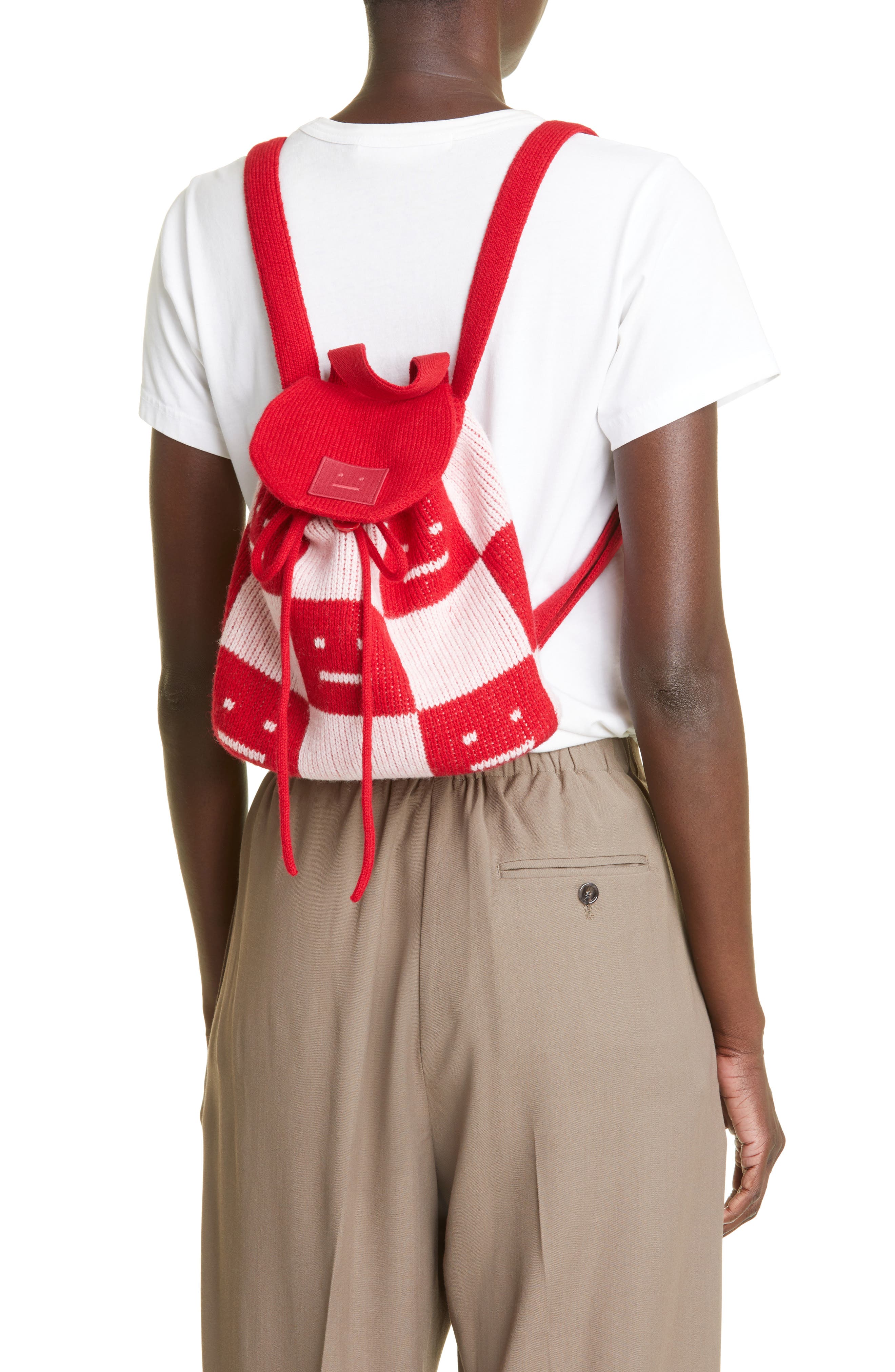 Acne Studios Kaba Checkerboard Knit Backpack, Alternate, color, 