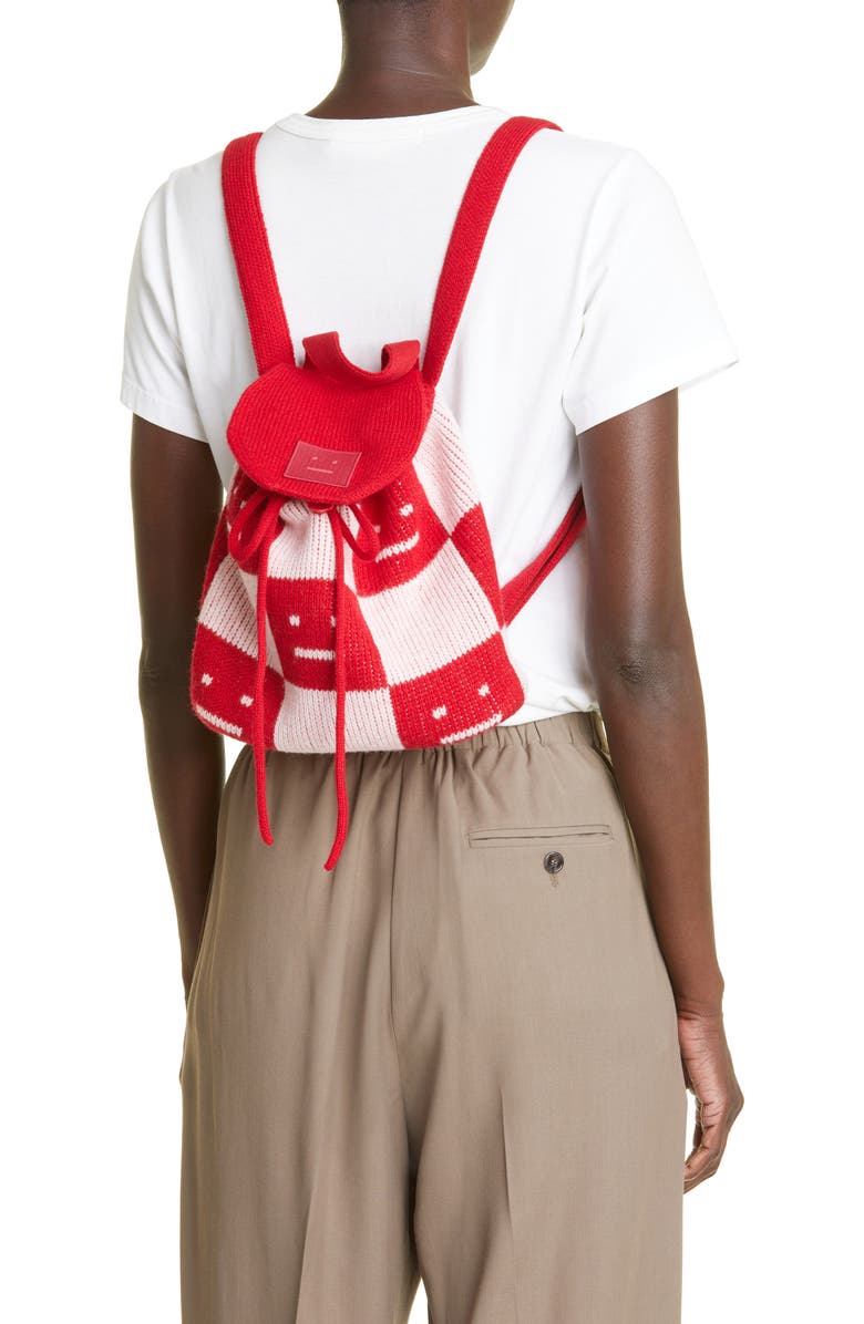 Acne Studios Kaba Checkerboard Knit Backpack, Alternate, color,