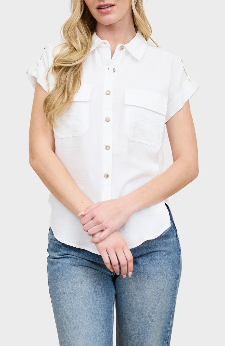Blu Pepper Short Sleeve Button-Up Shirt, Main, color, 
