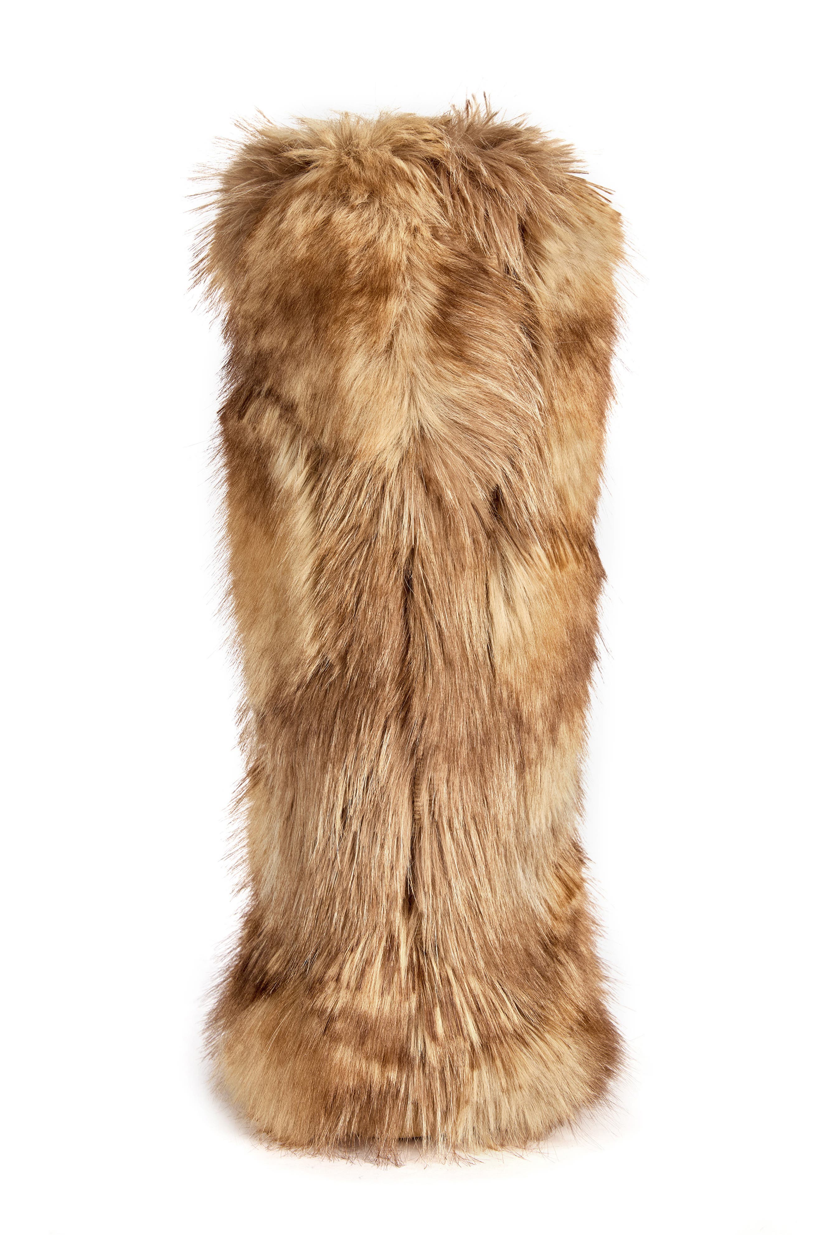 Fennec Faux Fur Knee High Boot, Alternate, color, BROWN