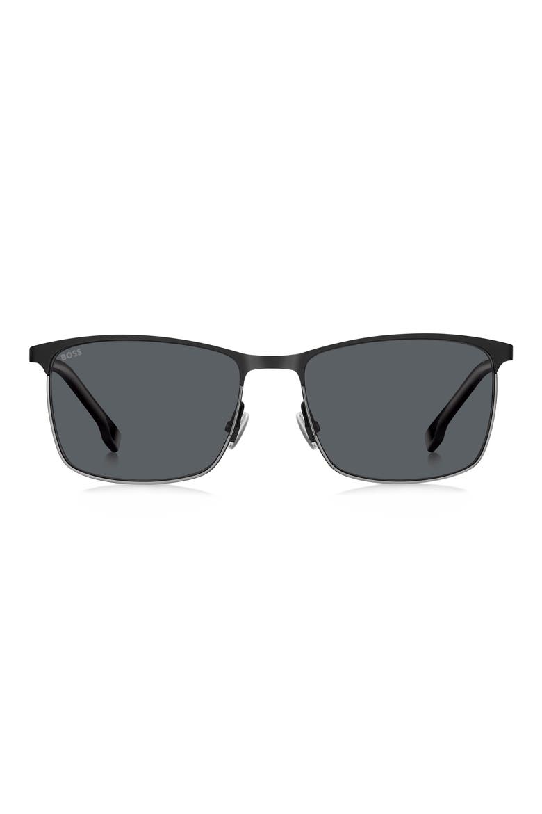 1635/S 57mm Rectangle Sunglasses, Main, color, MATTE BLACK RUTHENIUM