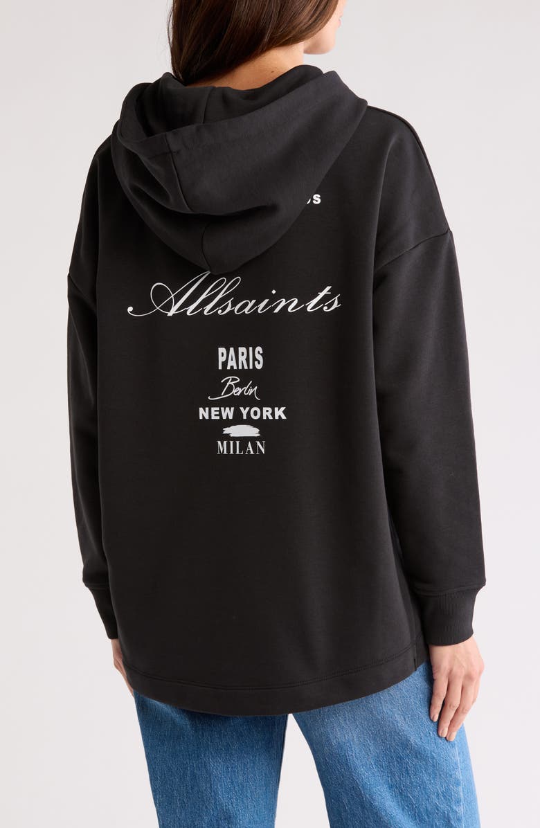 AllSaints Vita Etrie Screen Print Hoodie, Alternate, color, Black