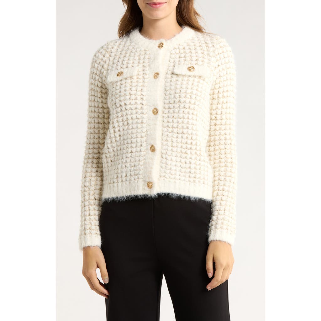Elie Elie Tahari Metallic Knit Cardigan In Multi