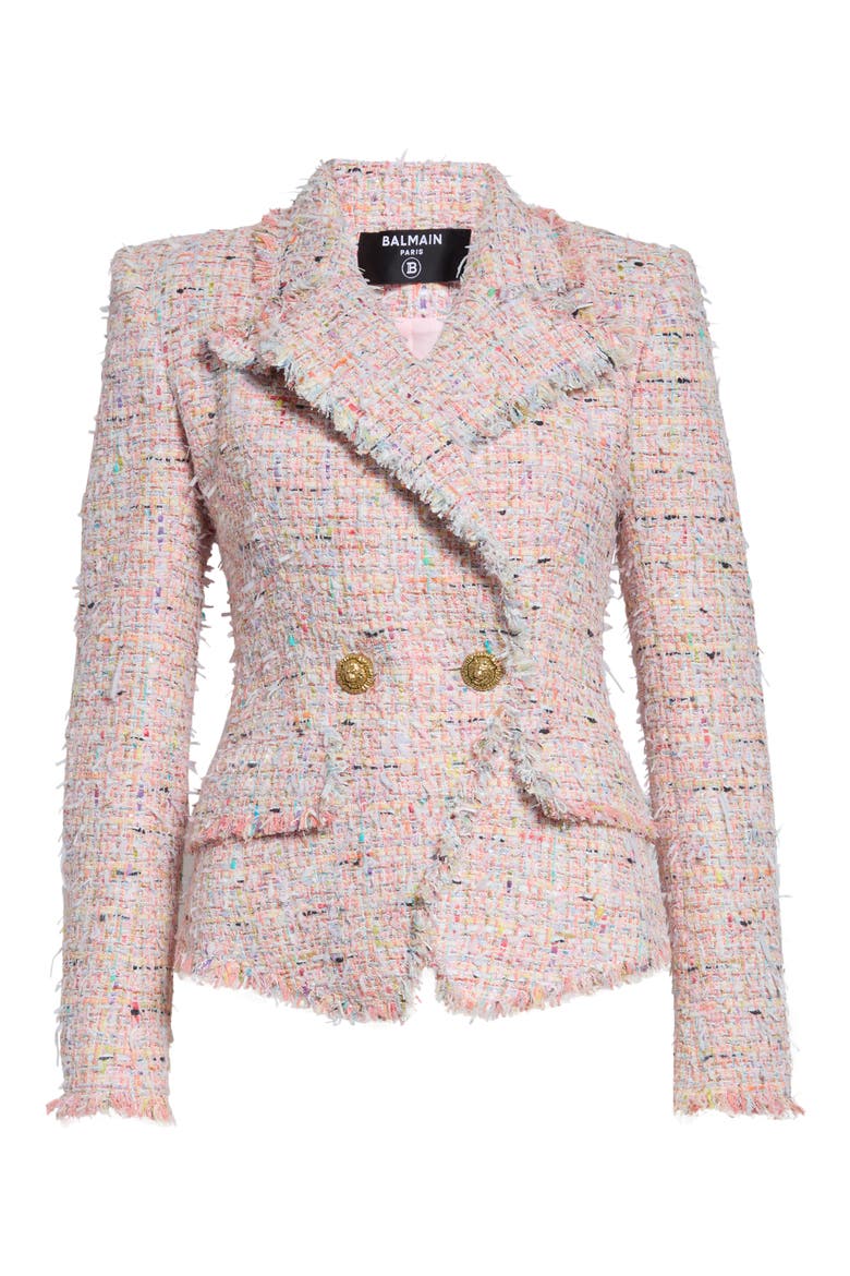 Double Breasted Tweed Jacket, Main, color, PINK MULTI