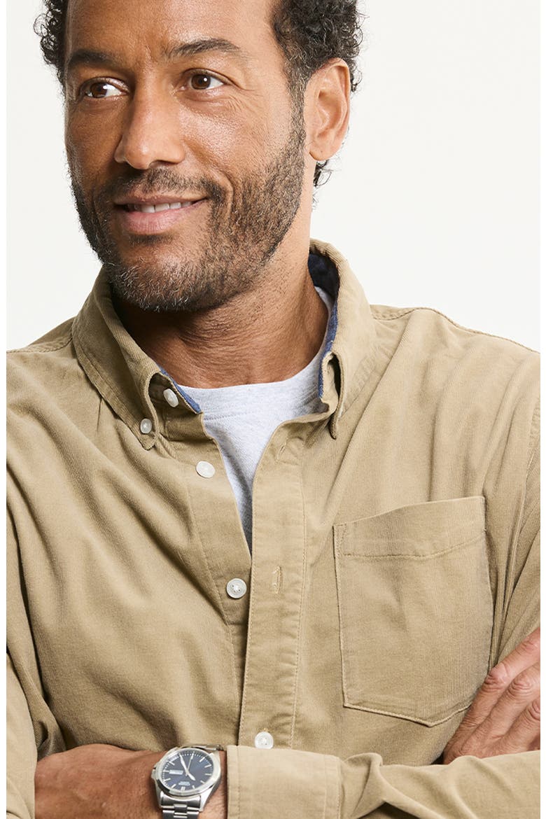 Corduroy Stretch Shirt Jacket, Alternate, color, KHAKI
