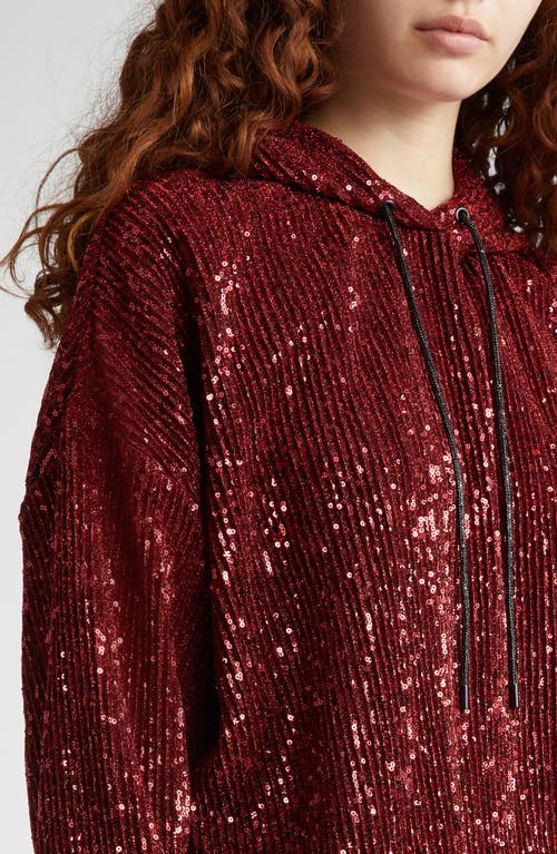 Stine Goya Sequin Oversize Hoodie In Bordeaux