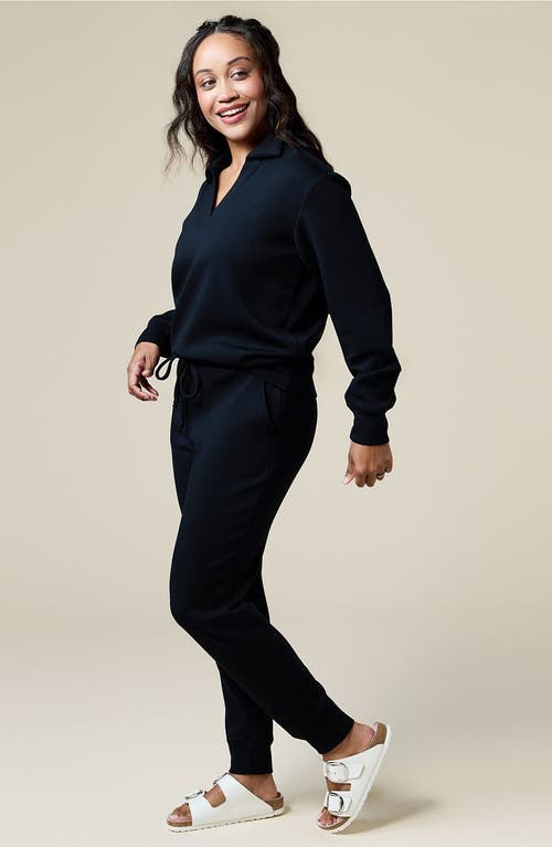 Softies Athleisure Dreamtech Johnny Collar Jogger Set In Black