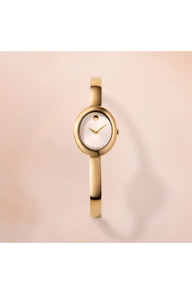 Movado Museum Oval Bangle Watch, 22mm x 26mm, Alternate, color, Silver Dial