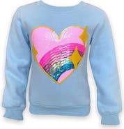 Lola + The Boys Rainbow Sparkle Heart Sweatshirt
