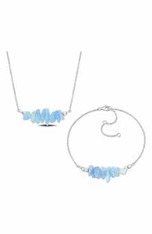 DELMAR Aquamarine Fancy Bead Necklace & Bracelet Set