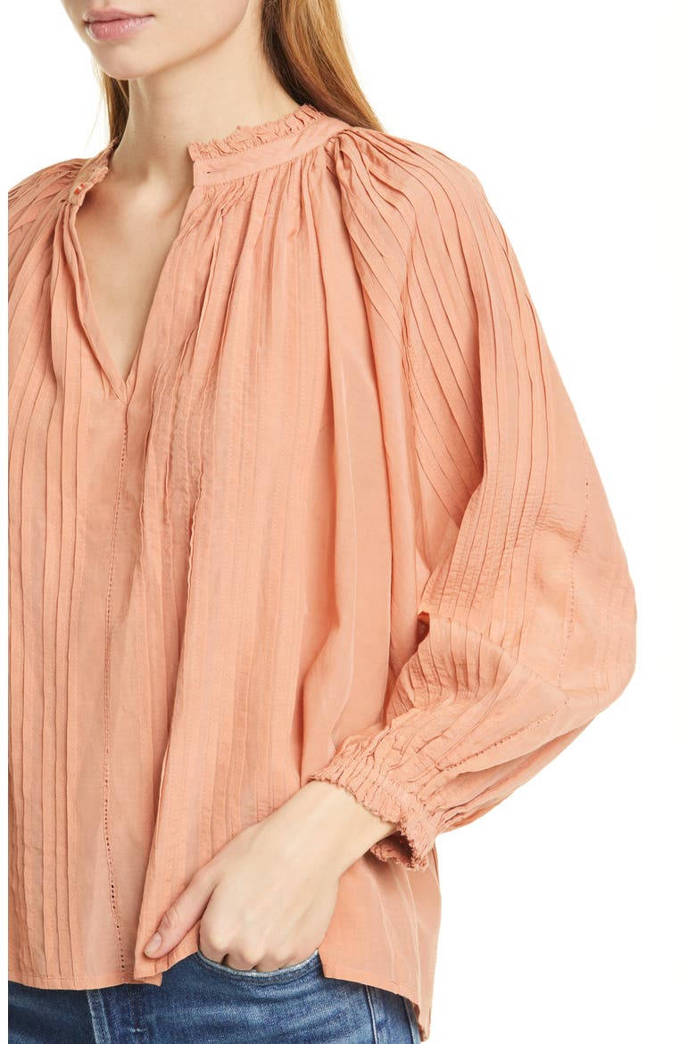 The Lyric Pintuck Cotton Blend Blouse, Alternate, color, APRICOT