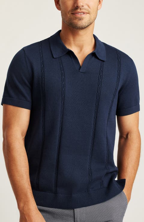 Placed Cable Johnny Collar Polo