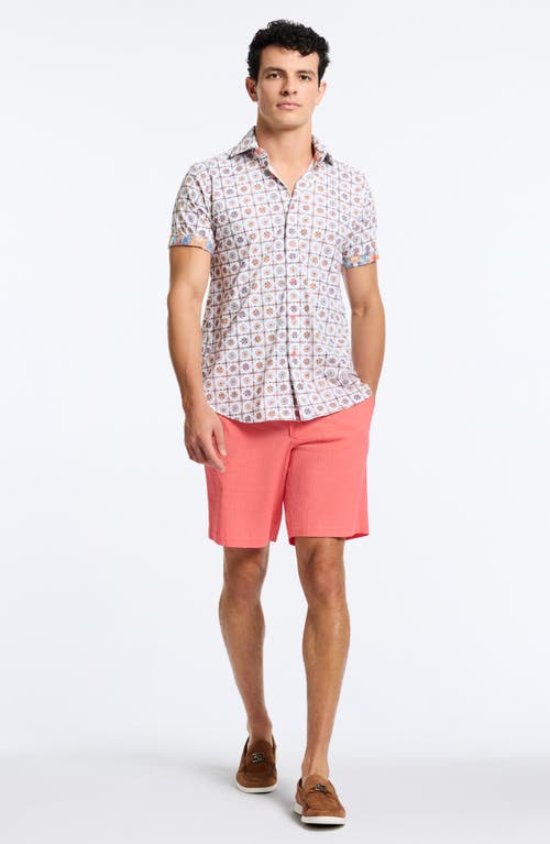 Robert Graham Kai Classic Fit Medallion Print Short Sleeve Knit Button-up Shirt In Multi