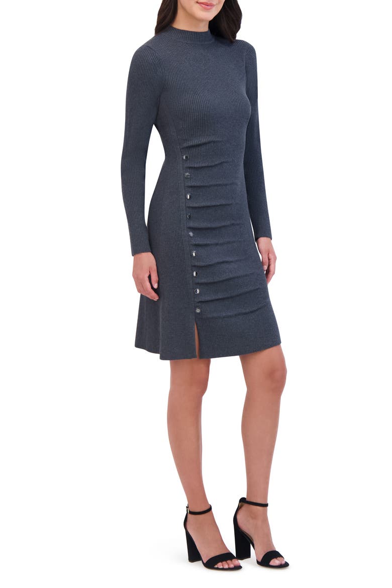 Stud Accent Long Sleeve Dress, Alternate, color, GREY