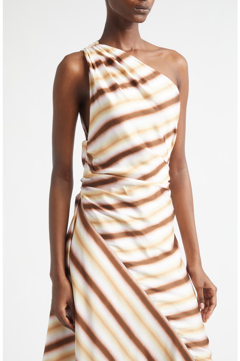 Lyn Tie Dye Stripe One-Shoulder Dress, Alternate, color, PEACH BLOSSOM/ MILK CHOCOLATE