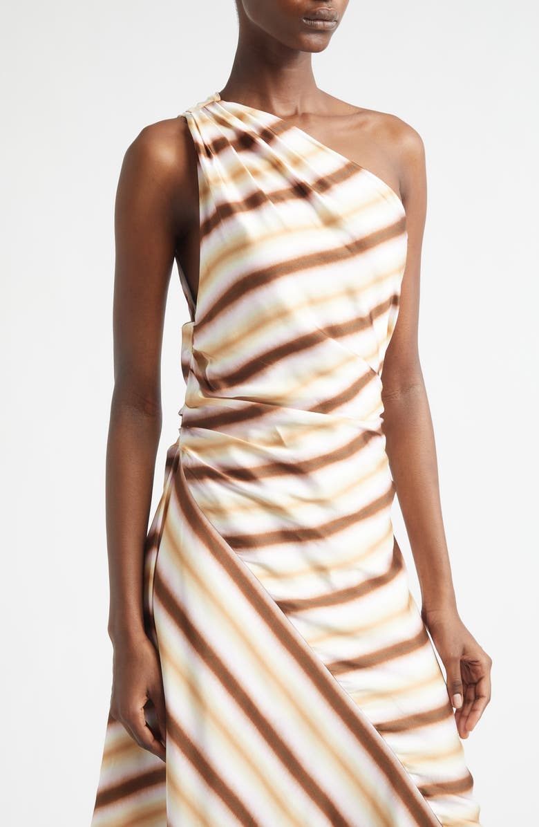 A.L.C. Lyn Tie Dye Stripe One-Shoulder Dress, Alternate, color, Peach Blossom/ Milk Chocolate