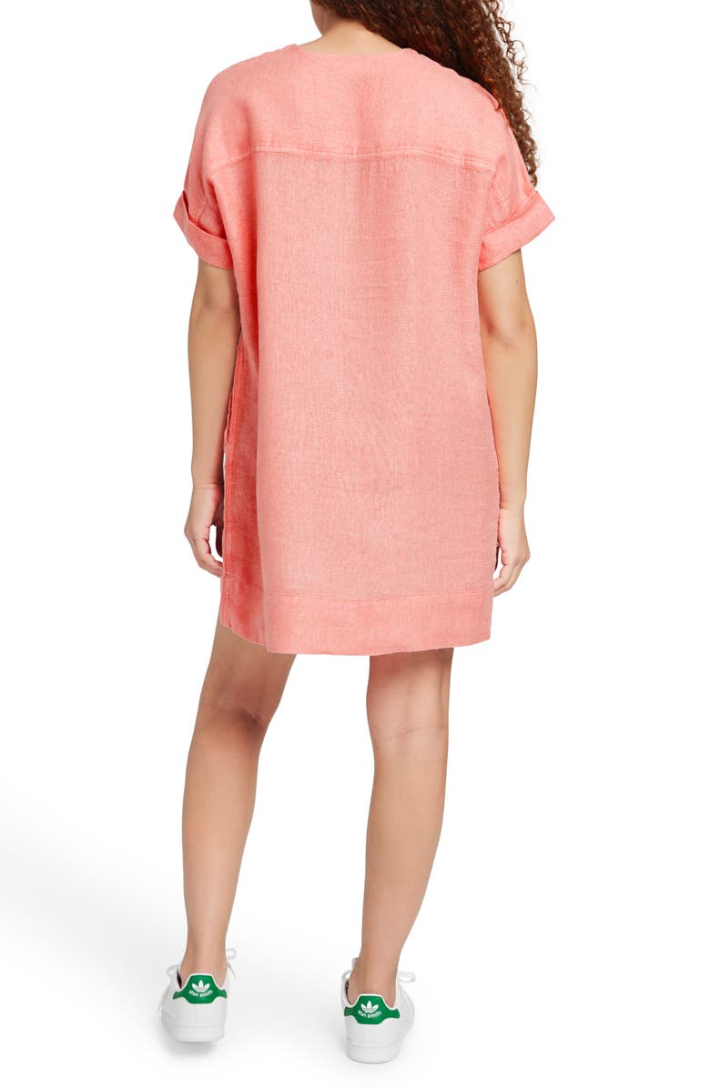 Faherty Sanibel Linen Shift Dress, Alternate, color, Coral