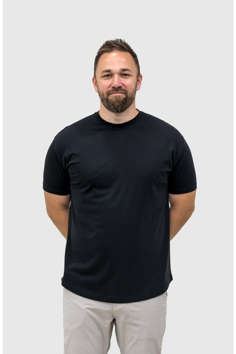 Curved Hem Crew Neck 3-Pack T-Shirts, Main, color, Black